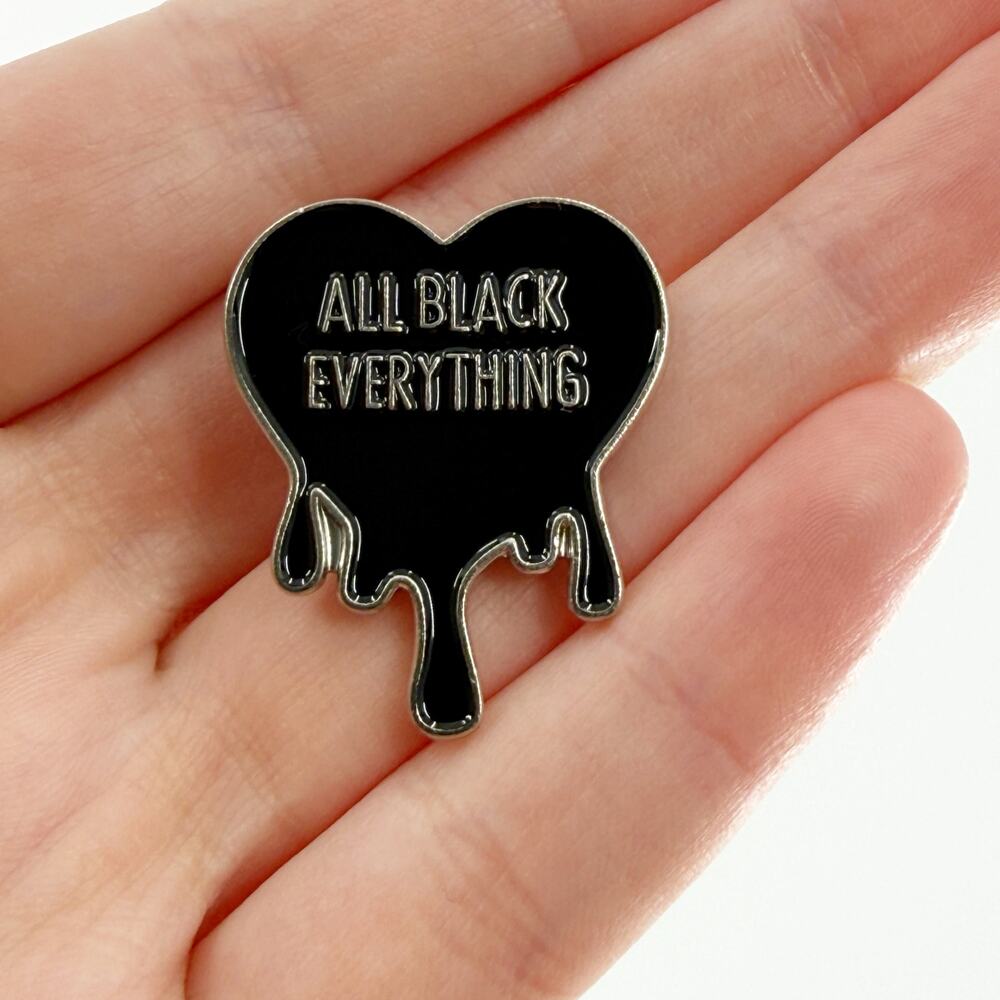 All Black Everything Melting Heart Soft Enamel Pin
